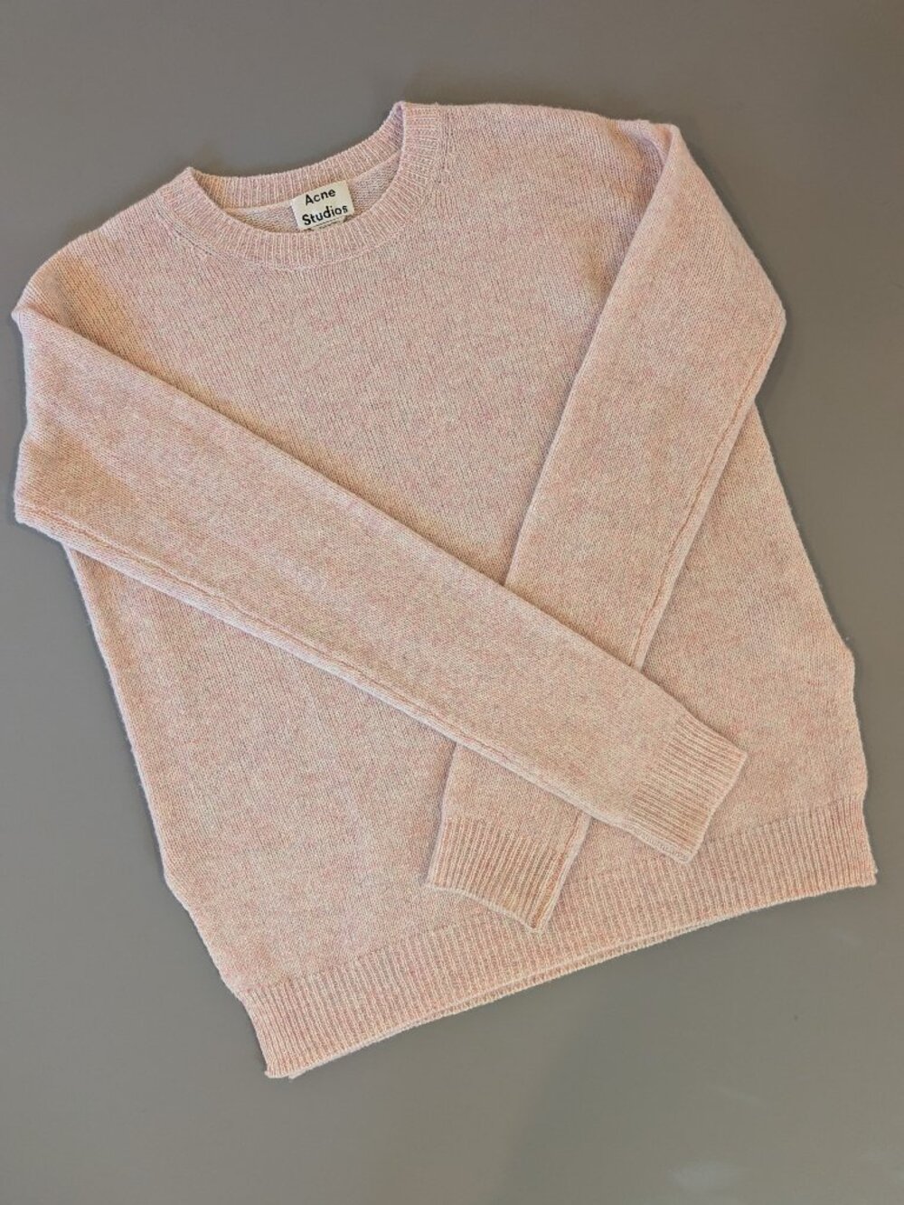 Acne Studios Deniz Wool Sweater Size S Pink Melange Oversized 100% Wool